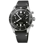 Oris Divers Sixty-Five Chronograph Leather Strap Black Dial Automatic