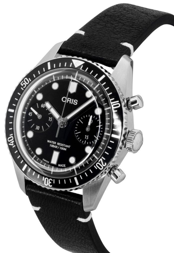 Oris Divers Sixty-Five Chronograph Leather Strap Black Dial Automatic - Image 2
