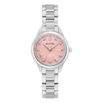 Bulova Sutton Stainless Steel Diamond Accents Pink Dial Quartz