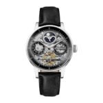 Ingersoll The Jazz Sun and Moon Phase Leather Strap Skeleton Silver