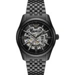 Emporio Armani Stainless Steel Black Skeleton Dial Automatic