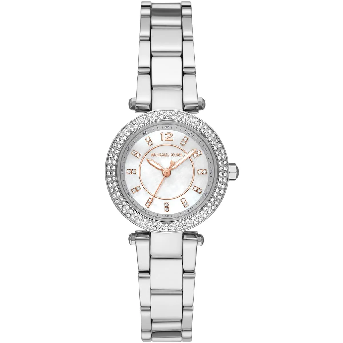 mk6932-michael-kors-watch-women-crystals-mother-of-pearl-white-dial-metal-stainless-steel-silver-strap-quartz-battery-analog-three-hand-parker Michael Kors Mini Parker Crystal Accents Silver Dial Quartz - Image 1